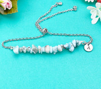 Silver Larimar Bracelet, Gold Option, Natural Larimar Gemstone Jewelry, N6117S