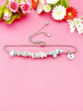 Silver Larimar Bracelet, Gold Option, Natural Larimar Gemstone Jewelry, N6117S