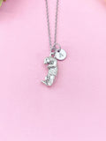 Otter Charm Necklace in Silver, Sea Otter Animal charm, N6394