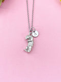 Otter Charm Necklace in Silver, Sea Otter Animal charm, N6394