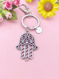 Hamsa Hand Charm Keychain or Necklace in Silver, N 6395