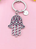 Hamsa Hand Charm Keychain or Necklace in Silver, N 6395