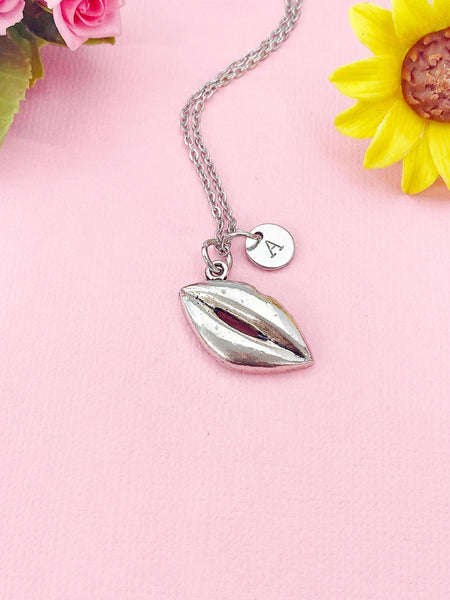 Lip Mouth Silver Charm Necklace, N6397N