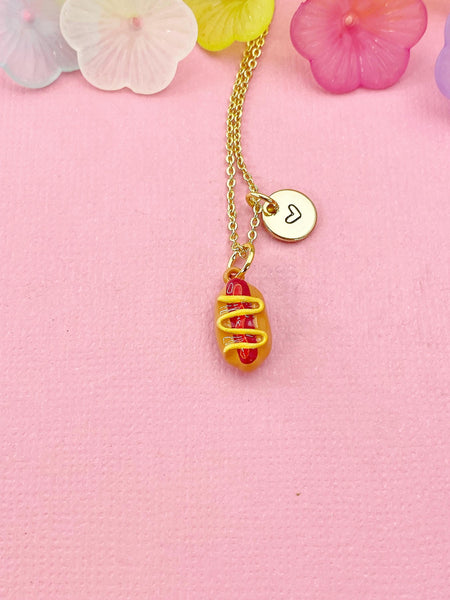 Funny Food Hot Dog Charm Necklace – Unique Gift for Entrepreneurs, Coworkers & Go-Getters, N6492