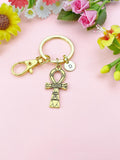 Gold Ankh Cross Charm Keychain, Ankh Cross Pendant, Egyptian Cross, N5769G