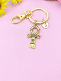 Gold Ankh Cross Charm Keychain, Ankh Cross Pendant, Egyptian Cross, N5769G