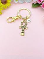 Gold Ankh Cross Charm Keychain, Ankh Cross Pendant, Egyptian Cross, N5769G