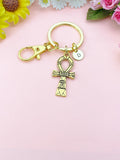 Gold Ankh Cross Charm Keychain, Ankh Cross Pendant, Egyptian Cross, N5769G