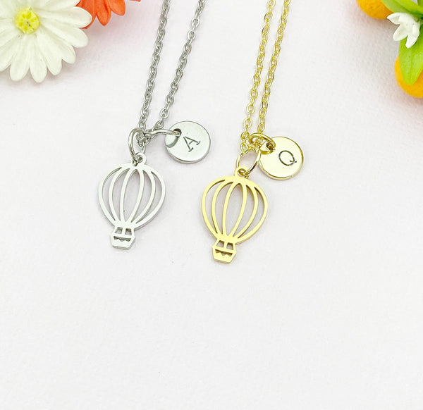 Whimsical Hot Air Balloon Charm Necklace – Adventure-Inspired Jewelry, N6504