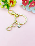 Gold Eyeglasses Charm Keychain, Ophthalmologist Gifts, Reading Glasses Keychain, Vision Gift, Optometry Gift, N1413G