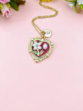 Red Heart Flower Pearl Charm Necklace, N6505R