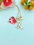 Red Heartbeat Stethoscope Charm Necklace – Gift for Cardiologists & Heart Specialists, N6506