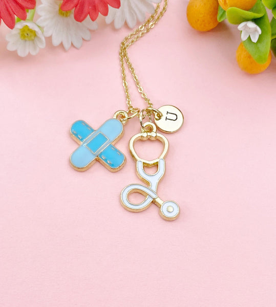 Bandages Stethoscope Charm Necklace – Medical Jewelry Gift for Nurses, Doctors, EMTs & Healthcare Workers N6507