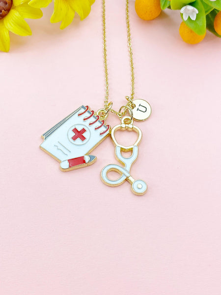 Medical Chart Stethoscope Charm Necklace – Medical Jewelry Gift for Nurses, Doctors, Students & Healthcare Workers, N6511