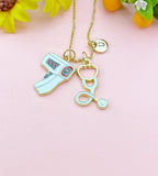 Infrared Thermometer Stethoscope Charm Necklace – Medical Jewelry Gift for Nurses, Doctors, EMTs & Healthcare Workers, N6512