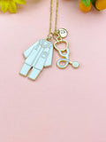 Doctor Lab Coat Stethoscope Charm Necklace – Medical Jewelry Gift for Physicians, Nurses, Students & Healthcare Workers, N6514