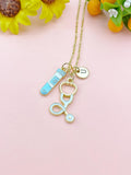Phlebotomy Blood Tube Stethoscope Charm Necklace – Medical Jewelry Gift for Phlebotomists, Nurses, Doctors & Healthcare Workers, N6515