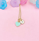 Tiny Blue Heart Necklace, Gold Dainty Enamel Pendant, Minimalist Jewelry, N4334