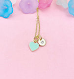 Tiny Blue Heart Necklace, Gold Dainty Enamel Pendant, Minimalist Jewelry, N4334