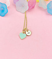 Tiny Blue Heart Necklace, Gold Dainty Enamel Pendant, Minimalist Jewelry, N4334