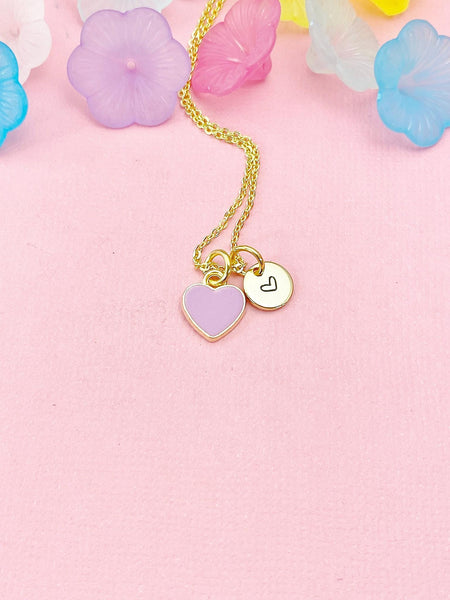 Tiny Violet Heart Necklace, Purple Heart, Gold Dainty Enamel Pendant, Minimalist Jewelry,  N4327