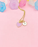 Tiny Violet Heart Necklace, Purple Heart, Gold Dainty Enamel Pendant, Minimalist Jewelry,  N4327