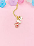 Gold Mitten Charm Necklace, Christmas Jewelry, Holiday Pendant for Her, N620