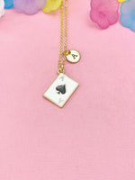 Ace of Spades Pendant Necklace, Poker Playing Card Jewelry, Casino Gift,  N5071
