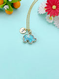 Gold Green Elephant Charm Necklace, N67B