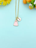 Gold Cute Pink Ghost Charm Necklace, Halloween Jewelry Gift, N6013P
