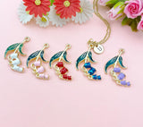 Red Lily of the Valley Necklace, Dainty Floral Pendant Gift for Women, N6518R