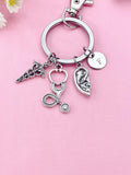 Ear Caduceus Stethoscope Keychain – ENT Doctor Gift, Otolaryngologist Jewelry, N6401K