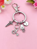 Caduceus Stethoscope Hand Palm Keychain, Doctor Nurse Keychain, Hand Palm Medical Charm, N6404K