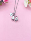 Hand Gesture Silver Charm Necklace, Symbolic Jewelry, N6406