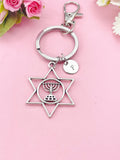 Menorah Star of David Candle Lampstand Charm Keychain, N6418