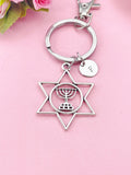 Menorah Star of David Candle Lampstand Charm Keychain, N6418