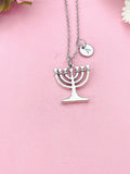Seven Branch Candlestick Charm Necklace, Temple Menorah, N6419
