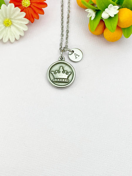 Crown Charm Necklace – Stainless Steel Silver Pendant Jewelry, N6503H