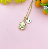 Burger Gold Charm Necklace, Foodie Jewelry Gifts, N6529