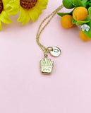 French Fries Gold Charm Necklace, Foodie Jewelry Gifts, N6530