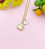 Cake Gold Charm Necklace, Foodie Jewelry Gifts, N6531