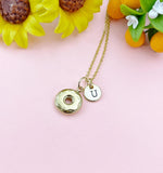 Donut Gold Charm Necklace, Foodie Jewelry Gifts, N6532