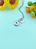 Donut Silver Charm Necklace, Stainless Steel Jewelry, Foodie Jewelry Gifts, N6532S