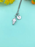 Ice Cream Cone Silver Charm Necklace, Stainless Steel Jewelry, Foodie Jewelry Gifts, N6528S