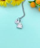 Cake Silver Charm Necklace, Stainless Steel Jewelry, Foodie Jewelry Gifts, N6531S