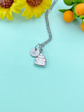 Cake Silver Charm Necklace, Stainless Steel Jewelry, Foodie Jewelry Gifts, N6531S