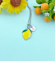 Yellow Lemon Charm Silver Necklace, Foodie Jewelry Gifts, N6533