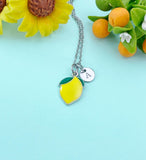 Yellow Lemon Charm Silver Necklace, Foodie Jewelry Gifts, N6533