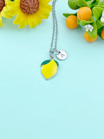 Yellow Lemon Charm Silver Necklace, Foodie Jewelry Gifts, N6533