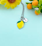 Yellow Lemon Charm Silver Necklace, Foodie Jewelry Gifts, N6533